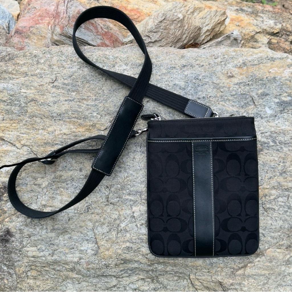 Authentic Coach Women’s Crossbody Bag In Classy Black Color And Leather Trim